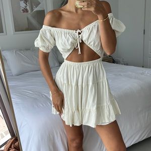 Sabo skirt white linen dress